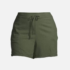 Terra & Sky NEW Plus Size Pull On Drawstring Ruffle Edge Soft Short - Green 2051